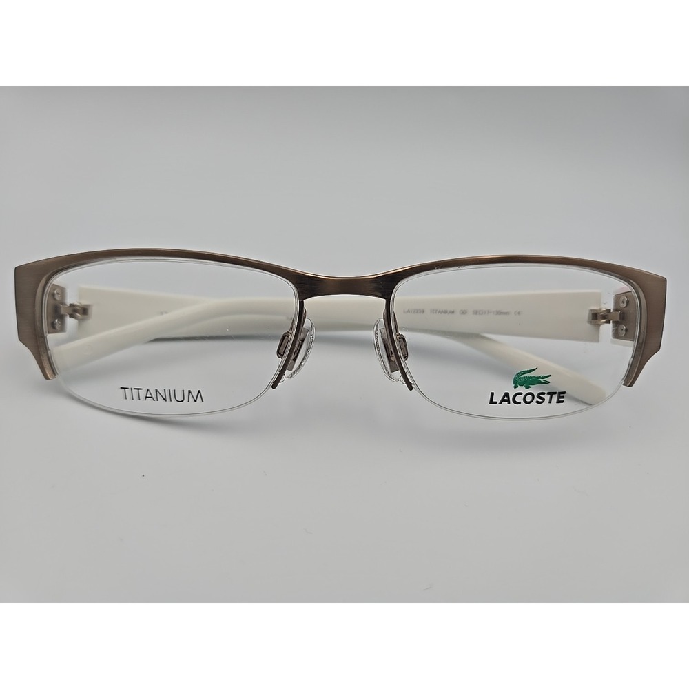 Lacoste LA12239 GD 52-17-130‎ Titanium Half Rim Eyeglasse Frames Only Gold White